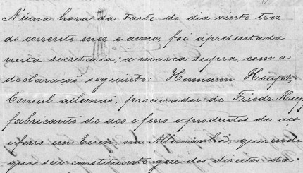 1877 registro da marca Krupp no Brasil