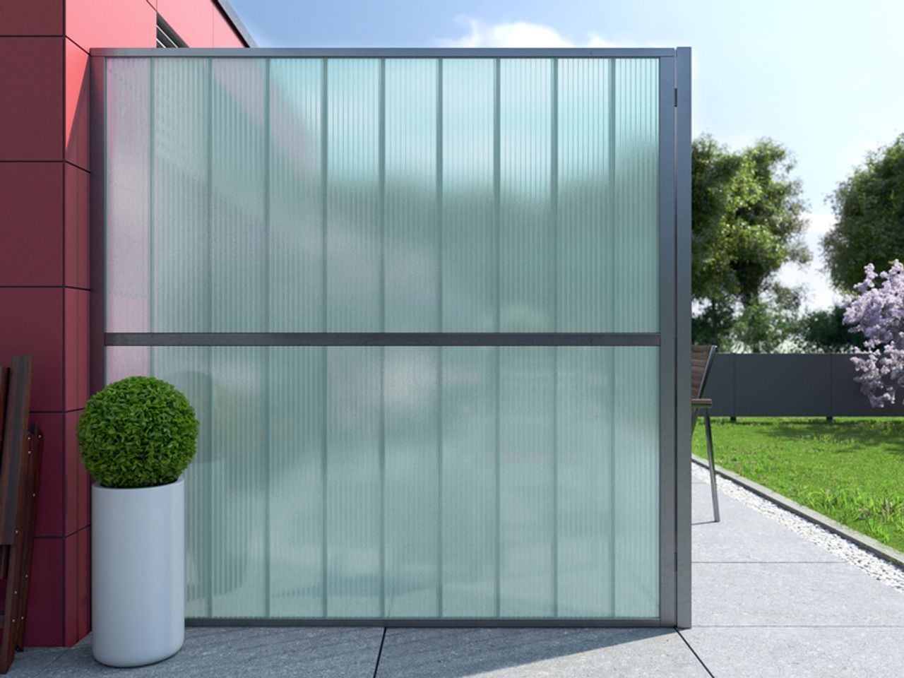 Trennwand mit Paneel P16 glasgrün