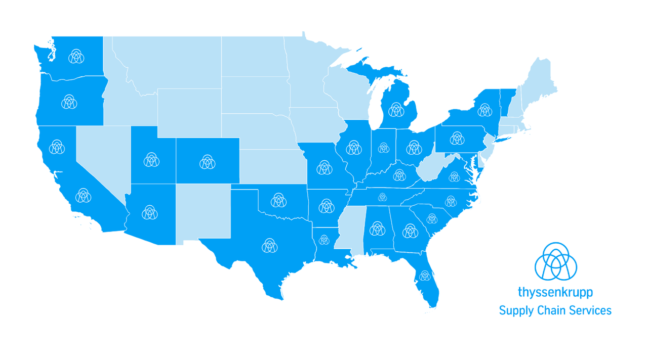 thyssenkrupp supply chain services map | tk supply chain services locations | supply chain service provider | comprehensive logistics