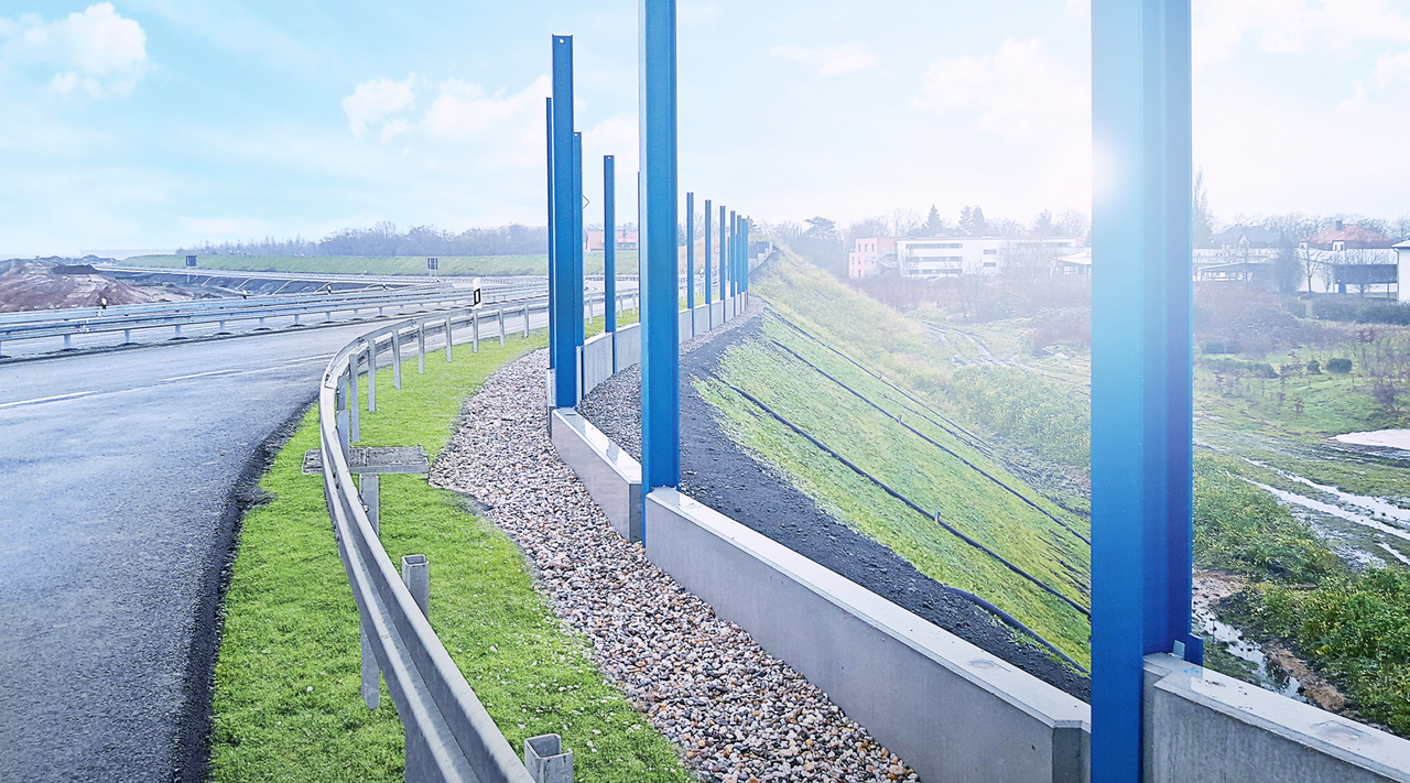 Bau von Lärmschutzwänden an der Autobahn 