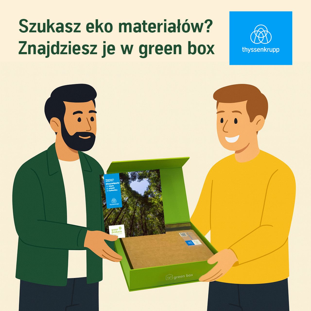 przedstawiciel przekazujący green box klientowi 